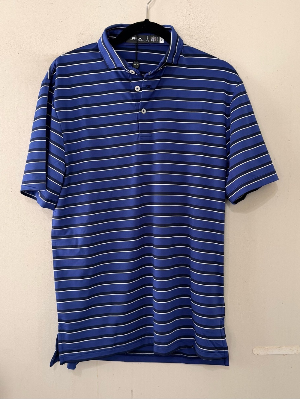 Ralph Lauren RLX Blue Striped Polo Shirt Wicking Golf Shirt NWT